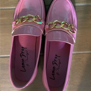 Chunky pink loafers